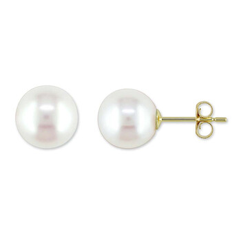 Bông tai Amour 10K 8-8.5Mm Freshwater Cultured Round White Pearl Earrings Jms003129