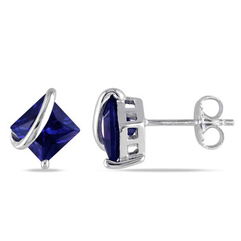 Amour 2.68 Ct Tgw Created Blue Sapphire Ear Pin Earrings Jms003141 1 Bông tai Amour 2.68 Ct Tgw Created Blue Sapphire Ear Pin Earrings Jms003141