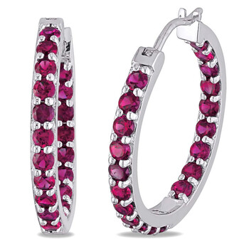 Bông tai Amour 3 1/5 Ct Tgw Created Ruby Hoop Earrings Jms003142