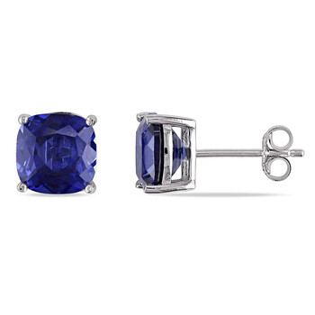 Amour Cushion Created Blue Sapphire Earrings Jms003154 2 Bông tai Amour Cushion Created Blue Sapphire Earrings Jms003154