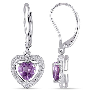 Bông tai Amour 0.01 Ct Diamond Tw And 1 1/10 Ct Tgw Amethyst Earrings Jms003159
