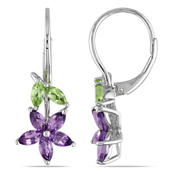Bông tai Amour 4/5 Ct Tgw Amethyst Peridot Leverback Earrings Jms003162