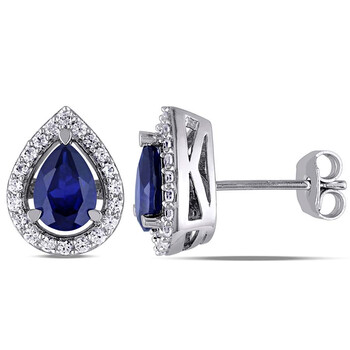 Bông tai Amour 2 3/4 Ct Tgw Created Blue Sapphire Created White Sapphire Earrings Jms003194