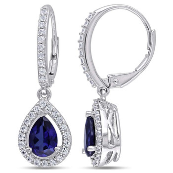 Bông tai Amour 2 7/8 Ct Tgw Created Blue Sapphire Created White Sapphire Earrings Jms003195