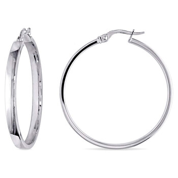 Bông tai Amour Hoop Edged Earrings In 10K Polished White Gold Jms004673
