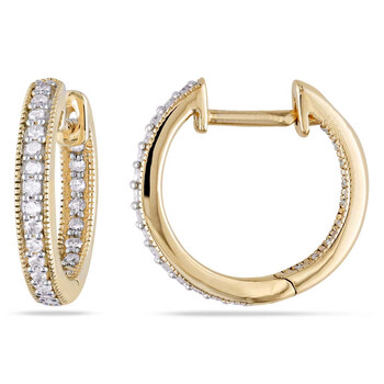 Bông tai Amour 1/4 Ct Tw Diamond Inside Outside Hoop Earrings In 14K Yellow Gold Jms004800