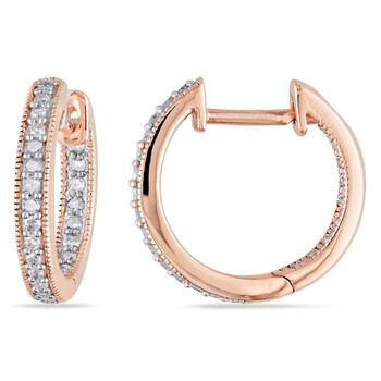 Bông tai Amour 1/4 Ct Tw Diamond Inside Outside Hoop Earrings In 14K Rose Gold Jms004802