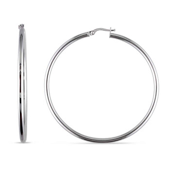 Bông tai Amour Polished Hoop Earrings In 10K White Gold Jms004907