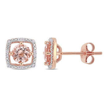 Bông tai Amour 1 Ct Tgw Morganite And Diamond Stud Earrings In 10K Rose Gold Jms004969