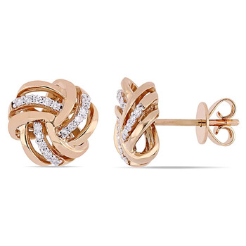 Bông tai Amour 1/6 Ct Tw Diamond Knot Stud Earrings In 14K Rose Gold Jms004990