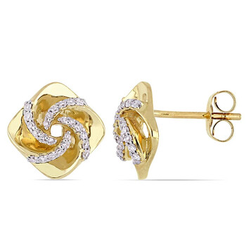 Bông tai Amour 1/5 Ct Tw Diamond Swirl Stud Earrings In 10K Yellow Gold Jms004991