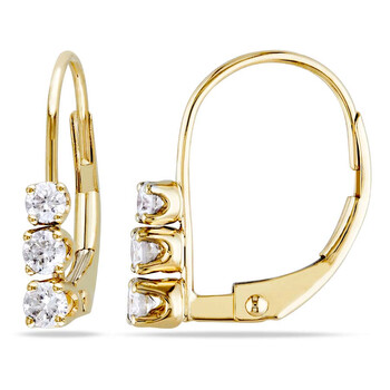 Bông tai Amour 1/4 Ct Diamond Tw Leverback Earrings 14K Yellow Gold Gh I2;I3 Jms005133