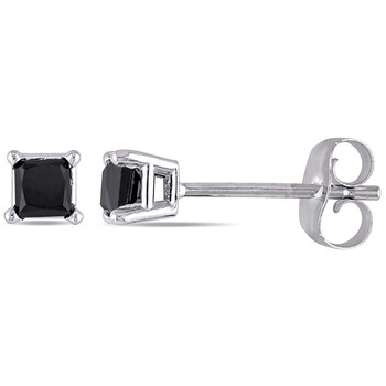 Bông tai Amour 1Ct Tdw Princess Cut Black Diamond Solitaire Earrings 10K White Gold Jms005134