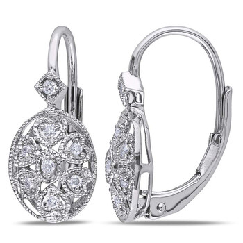 Bông tai Amour 1/8 Ct Diamond Tw Leverback Earrings Silver Gh I2;I3 Jms005138