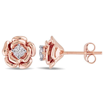 Bông tai Amour 1/5 Ct Diamond Tw Ear Pin Earrings 10K Pink Gold Gh I2;I3 Jms005141