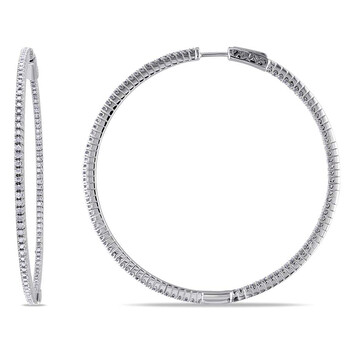 Bông tai Amour 1 Ct Diamond Tw Hoop Earrings Silver Gh I2;I3 Jms005148