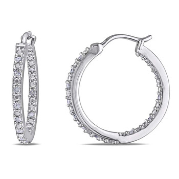 Bông tai Amour 1/4 Ct Diamond Tw Hoop Earrings Silver I3 Jms005150