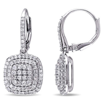 Bông tai Amour 1 Ct Diamond Tw Leverback Earrings Silver I3 Jms005155