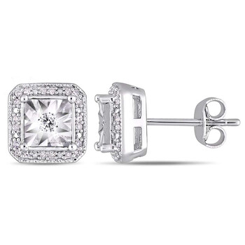 Bông tai Amour 1/5 Ct Diamond Tw Ear Pin Earrings Silver Gh I2;I3 Jms005156