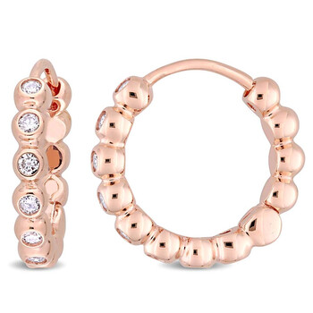 Bông tai Amour 1/3 Ct Diamond Tw Hoop Earrings 10K Pink Gold Gh I2;I3 Jms005164