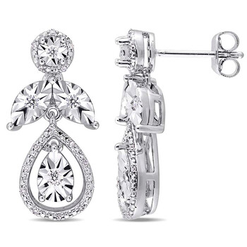 Bông tai Amour 1/4 Ct Diamond Tw Ear Pin Earrings Silver Gh I2;I3 Jms005165
