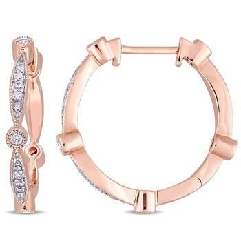 Bông tai Amour 1/3 Ct Diamond Tw Hoop Earrings 10K Pink Gold Gh I2;I3 Jms005170