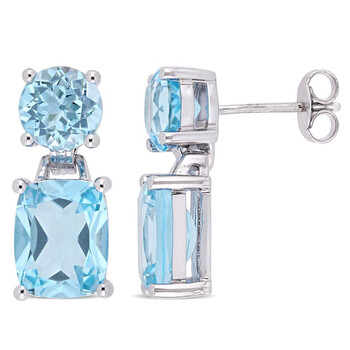 Bông tai Amour 11 1/6 Ct Tgw Blue Topaz - Sky Fashion Post Earrings Silver Jms005178