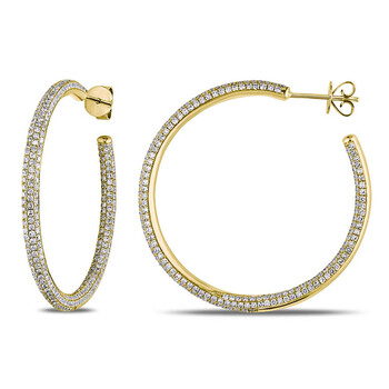 Bông tai Amour 2 1/2 Ct Diamond Tw Hoop Earrings 14K Yellow Gold Gh Si Jms005419