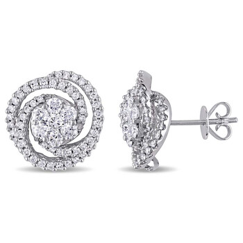 Bông tai Amour 1 1/2 Ct Diamond Tw Ear Pin Earrings 14K White Gold Gh Si Jms005429