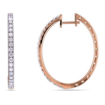 Bông tai Amour 1 1/2 Ct Diamond Tw Hoop Earrings 14K Pink Gold Gh Si Jms005430