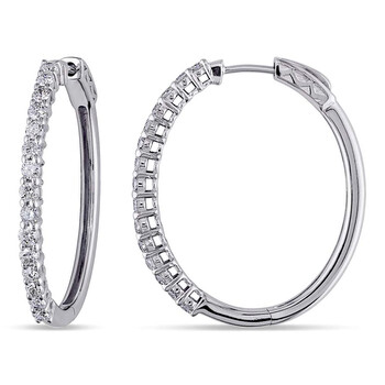 Bông tai Amour 1.35Ct Diamond Tw Hoop Earrings G-H Si 14K White Gold Jms005457