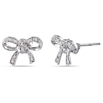Bông tai Amour 10K White Gold 0.05 Ct Tdw Diamond Stud Earrings
