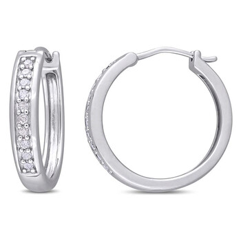 Bông tai Amour Sterling Silver 1/3 Ct Tdw Diamond Hoop Earrings