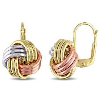 Bông tai Amour 10K 3-Tone Gold Leverback Knot Earrings