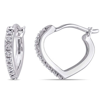Amour 10K White Gold 0.07 Ct Tdw Diamond Hoop Earrings 1 Bông tai Amour 10K White Gold 0.07 Ct Tdw Diamond Hoop Earrings