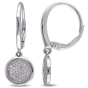 Bông tai Amour 10K White Gold 1/4 Ct Tdw Diamond Dangle Earrings