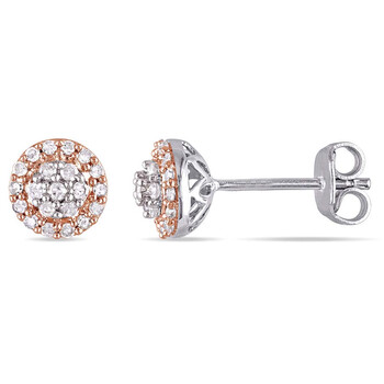 Bông tai Amour Two-Tone Silver 1/4 Ct Tdw Diamond Stud Earrings