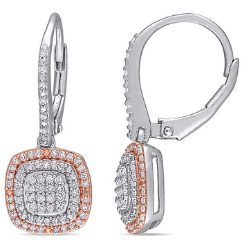 Bông tai Amour Two-Tone Silver 1/2 Ct Tdw Diamond Dangle Earrings