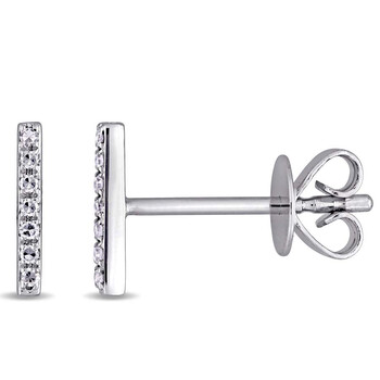 Bông tai Amour 14K White Gold 0.05 Ct Tdw Diamond Bar Earrings