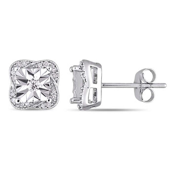 Bông tai Amour 10K White Gold 1/6 Ct Tdw Diamond Stud Earrings