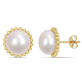 Amour 10K Yellow Gold 10.5 -11 Mm Freshwater Cultured White Pearl Stud Earrings 1 Bông tai Amour 10K Yellow Gold 10.5 -11 Mm Freshwater Cultured White Pearl Stud Earrings