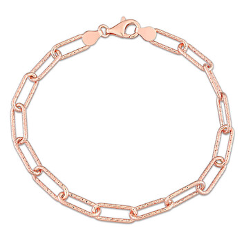Vòng tay Amour Fancy Cut Oval Link Bracelet In 18K Rose Gold Plated Sterling Silver chính hãng