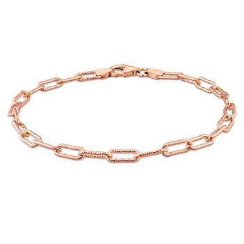Vòng tay Amour Fancy Paper Clip Chain Bracelet In 18K Rose Gold Plated Sterling Silver chính hãng