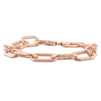 Vòng tay Amour Fancy Paperclip Chain Bracelet In 18K Rose Gold Plated Sterling Silver chính hãng