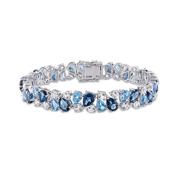 Vòng tay Amour 33 1/3 Ct Tgw Blue Topaz - London Blue Topaz - Swiss Created White Sapphire Bracelet Silver Length (Inches): 7.25 chính hãng