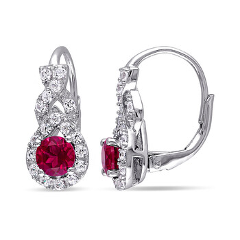 Bông tai Amour 1 7/8 Ct Tgwcreated Sapphire Created Ruby Leverback Earrings Silver