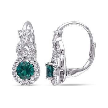 Bông tai Amour 1 3/4 Ct Tgwcreated Sapphire Created Emerald Leverback Earrings Silver