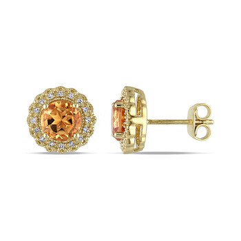 Bông tai Amour 1/10 Ct Diamond Tw And 1 1/2 Ct Tgw Citrine Ear Pin Earrings Yellow Silver Gh I2;I3