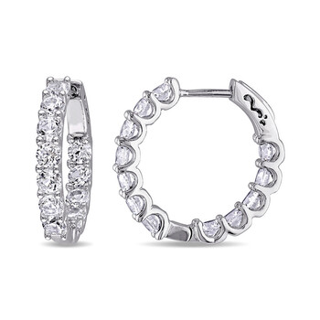 Bông tai Amour 4 1/10 Ct Tgw Created Sapphire Hoop Earrings Silver