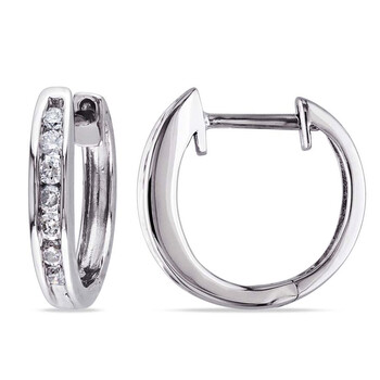 Bông tai Amour 10 Karat White Gold Diamond Hoop Earrings